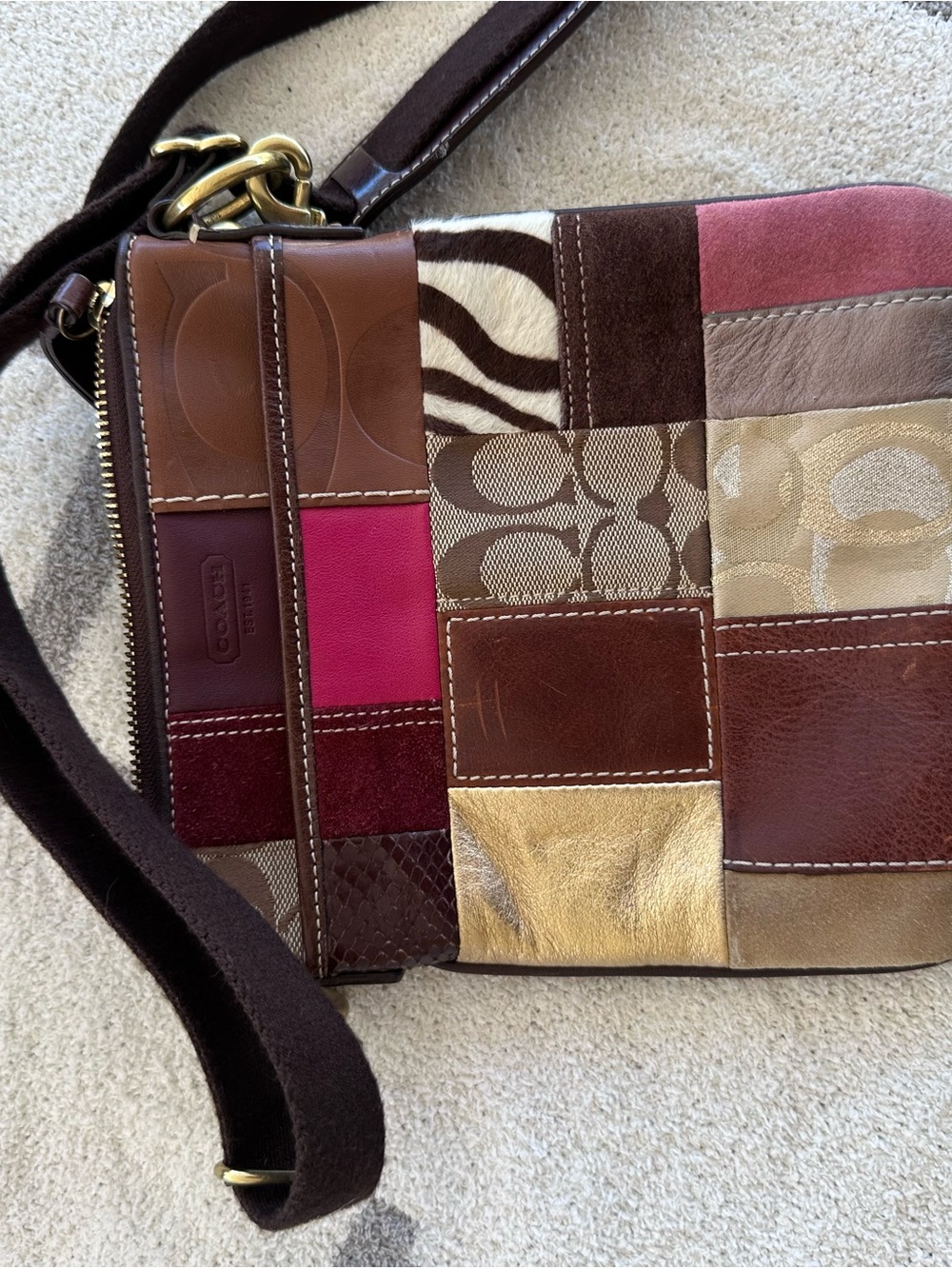 Coach Patchwork Crossbody in Brown, Pink & Gold Tones - Picture 10 of 10